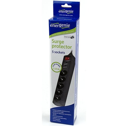 Surge Protector SPG5-C-5/ 1.5 m/ 5 Sockets/ Black