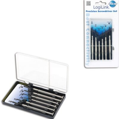 Logilink | Small Screwdriver Set, 6pcs | Incl. transport boxThe set includes1x slot driver 1.4 mm1x slot driver 2.0 mm1x slot driver 2.4 mm1x slot driver 3.0 mm1x Cross slot driver 0 mm1x Cross slot driver 1 mm