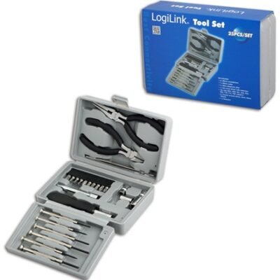 Logilink | Tool Set, 25pcs | Incl. transport boxThe set includes6x micro screwdrivers1x micro cutter1x mini telephone plier1x bit screwdriver with extension10x bits (PH1, PH2, PZ1, PZ2, PZ5, PZ6, T10, T15, T20, adaptor)4x socket wrench (5mm, 6mm, 8mm, 10mm)1x tweezersBarcode: 4052792012491