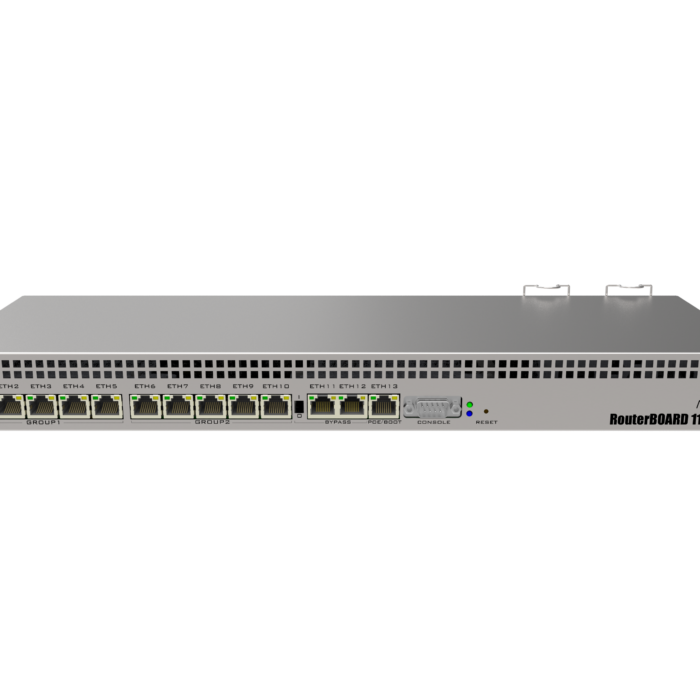Mikrotik Wired Ethernet Router RB1100x4, 1U Rackmount, Quad core 1.4GHz CPU, 1 GB RAM, 128 MB, 13xGigabit LAN, 1xSerial console port RS232, PCB Temperature and Voltage Monitor, IP20, RouterOS L6 | Wired Ethernet Router | RB1100AHx4 | No Wi-Fi | 10/100/1000 Mbit/s | Ethernet LAN (RJ-45) ports 13 | Mesh Support No | MU-MiMO No | No mobile broadband | 12 month(s)