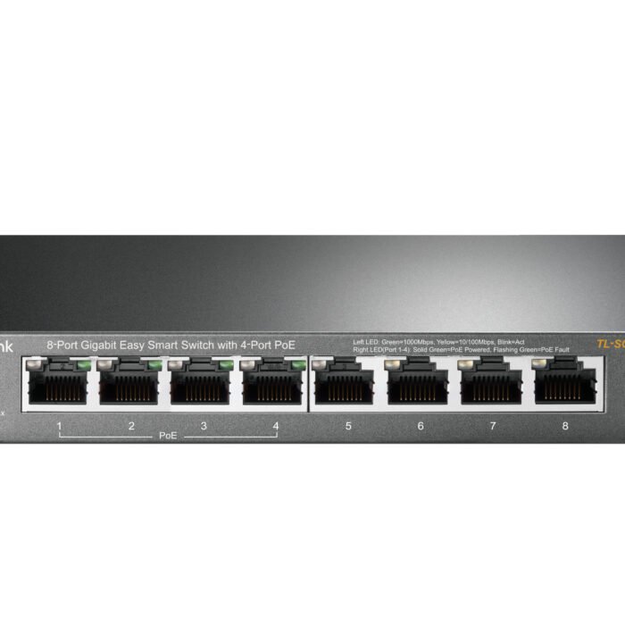 TP-LINK | Smart Switch | TL-SG108PE | Web Managed | Desktop | Gigabit Ethernet (copper) ports quantity 4 | PoE+ ports quantity 4 | Power supply type External | 36 month(s)