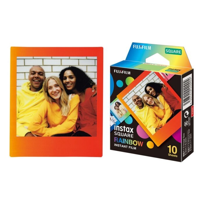 Fujifilm | Instax Square Rainbow (10) Instant Film | 72 x 86 mm | 2.4 x 2.4" Image Area; 3.4 x 2.8" Print Size | Quantity 10