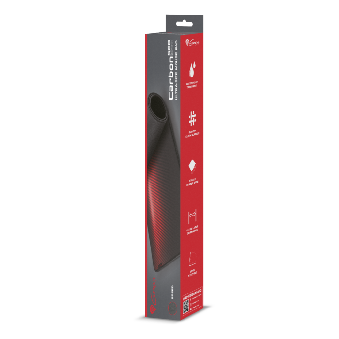Genesis | Carbon 500 Ultra Blaze | Mouse pad | 450 x 1100 x 2.5 mm | Red/Black