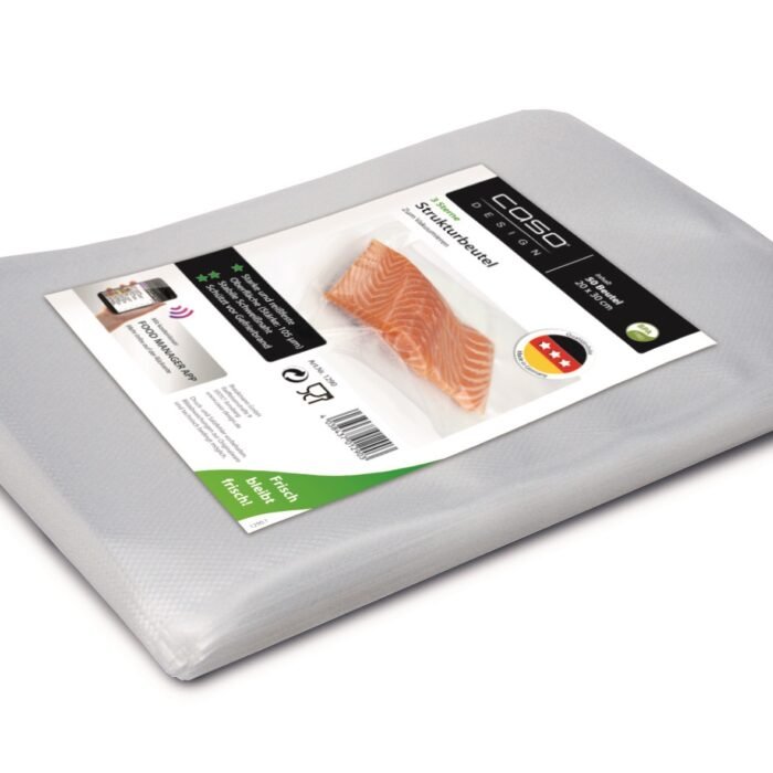 Caso | Structured bags for Vacuum sealing | 01290 | 50 bags | Dimensions (W x L) 20 x 30 cm