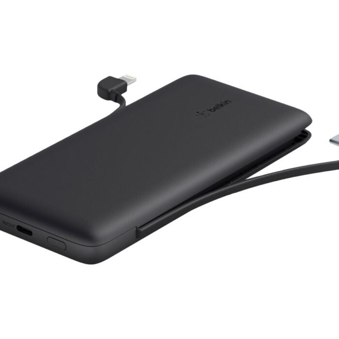 Belkin | BOOST CHARGE Plus Power Bank | 10000 mAh | Integrated LTG and USB-C cables | Black