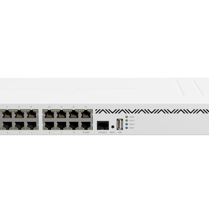 Mikrotik Cloud Core Router CCR2004-16G-2S+, 2x10G SFP+ ports, 16x Gigabit LAN ports, 1x RJ45 Serial port, 4 core CPU, 4 GB RAM, Dual redundant power supply, CPU and PCB temperature monitor, RouterOS L6 | Cloud Core Router | CCR2004-16G-2S+ | No Wi-Fi | 1 | 12 month(s)