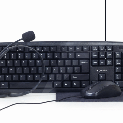 Gembird | 4-in-1 Multimedia office set | KBS-UO4-01 | Keyboard, Mouse, Pad and Headset Set | Wired | Mouse included | US | Black | 630 g