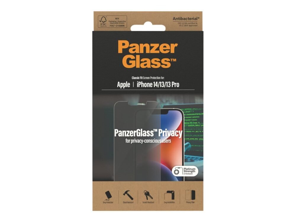 PanzerGlass | Screen protector | Apple | iPhone 14/13/13 Pro | Glass | Black | Classic Fit | Privacy - Image 6
