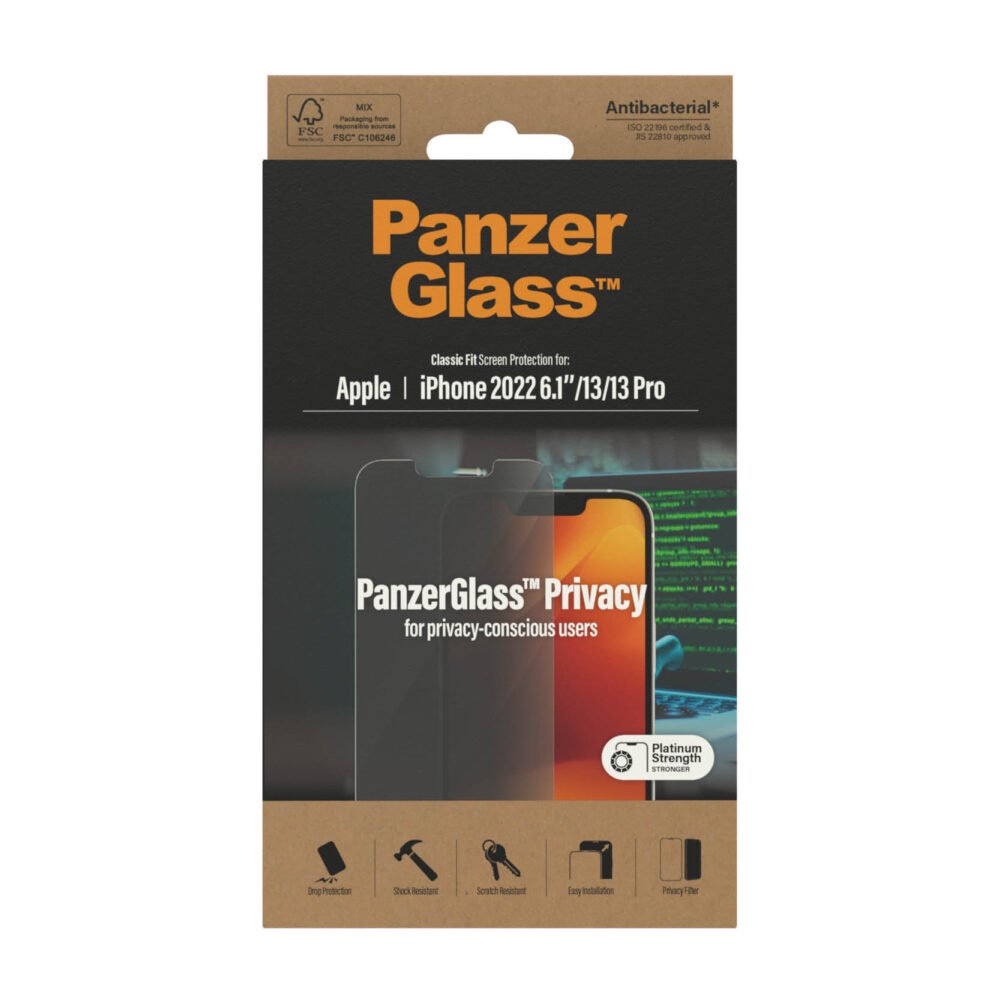 PanzerGlass | Screen protector | Apple | iPhone 14/13/13 Pro | Glass | Black | Classic Fit | Privacy - Image 5