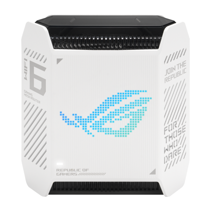 Wifi 6 802.11ax Tri-band Gigabit Gaming Mesh Router | GT6 ROG Rapture (1-Pack) | 802.11ax | 574+4804+4804 Mbit/s | 10/100/1000 Mbit/s | Ethernet LAN (RJ-45) ports 3 | Mesh Support Yes | MU-MiMO Yes | No mobile broadband | Antenna type Internal