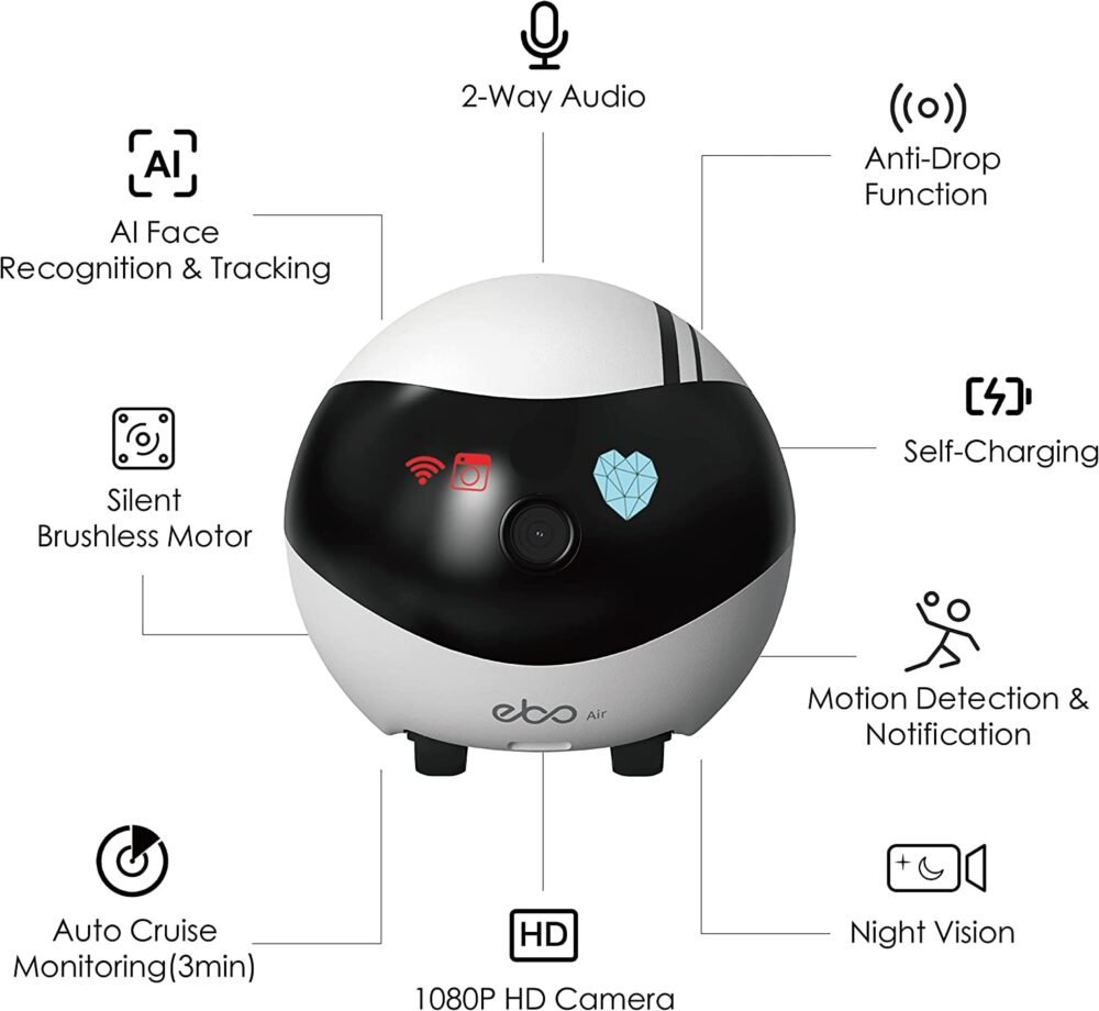 Enabot | EBO AIR | Robot IP Camera | Compact | N/A MP | N/A | 16GB external memory, support 256GB at maximum | White - Image 2