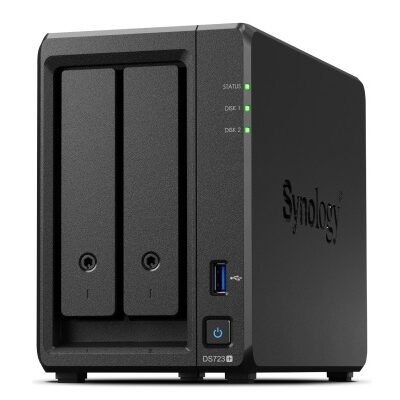 Synology DS723+ 2-bay/AMD Ryzen R1600/2-core 2.6 (base)/3.1 (turbo) GHz/2GB DDR4/2 x 3.5"xHot swap/2x1GbE/1xUSB3.2/eSATA/RAID 0,1/3Y | Synology | 2-Bay | DS723+ | AMD | Ryzen R1600 | Processor frequency 2.6 GHz | 2 GB