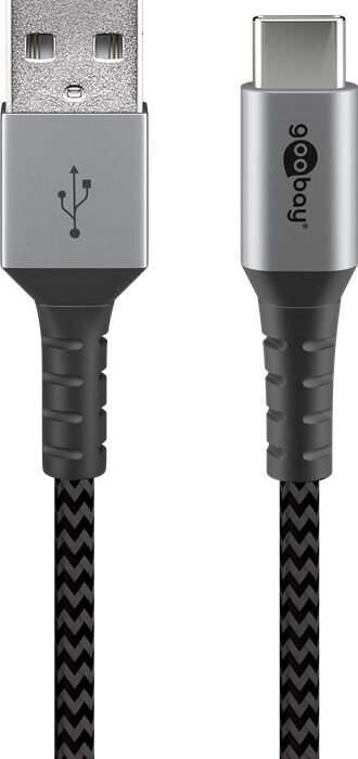 Goobay | USB-C to USB-A Textile Cable with Metal Plugs | 49296 | USB-C to USB-A