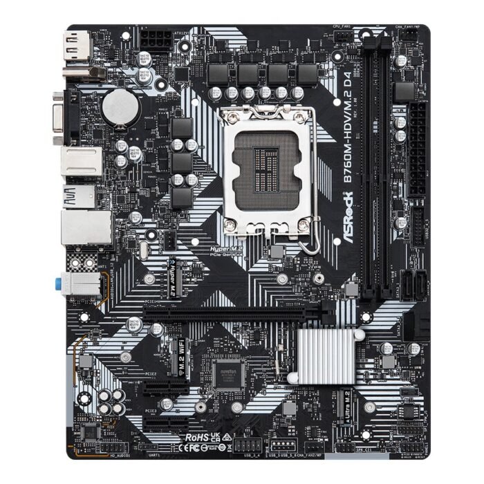 ASRock | B760M-HDV/M.2 D4 | Processor family Intel | Processor socket  LGA1700 | DDR4 DIMM | Memory slots 2 | Supported hard disk drive interfaces SATA, M.2 | Number of SATA connectors 4 | Chipset Intel B760 | Micro ATX