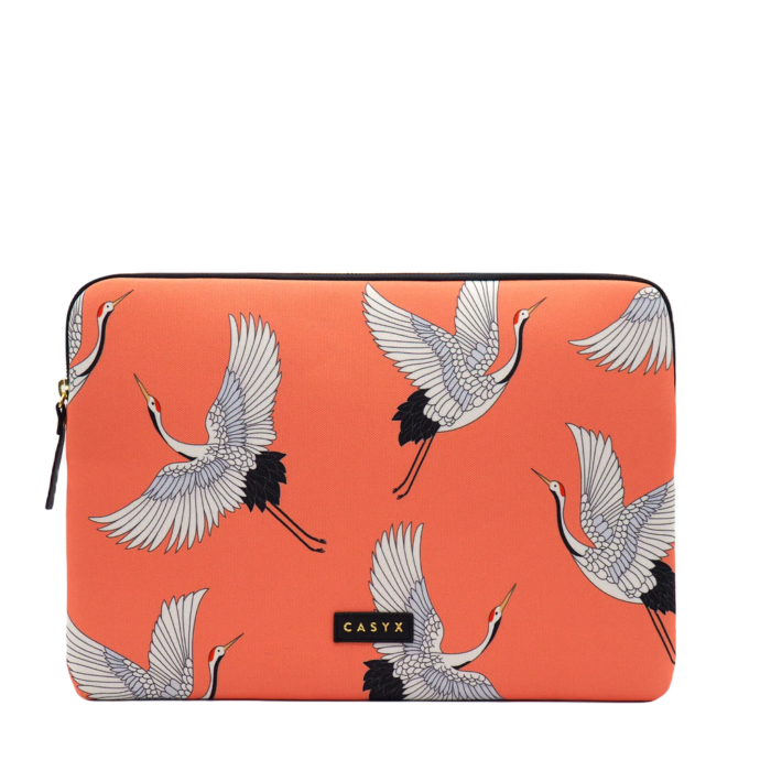 Casyx | SLVS-000006 | Casyx for MacBook | Fits up to size 13 ”/14 " | Sleeve | Coral Cranes | Waterproof