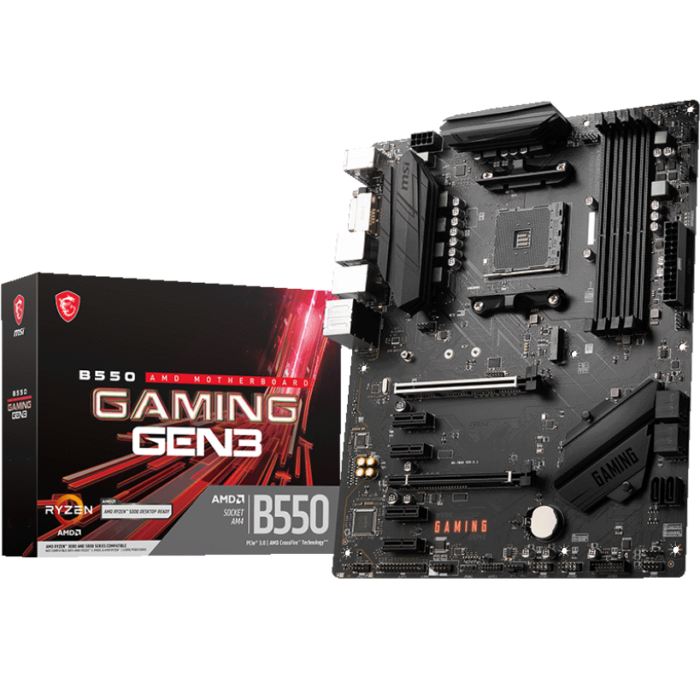 MSI | B550 GAMING GEN3 | Processor family AMD | Processor socket AM4 | DDR4 DIMM | Memory slots 4 | Supported hard disk drive interfaces 	SATA, M.2 | Number of SATA connectors 6 | Chipset AMD B550 | ATX