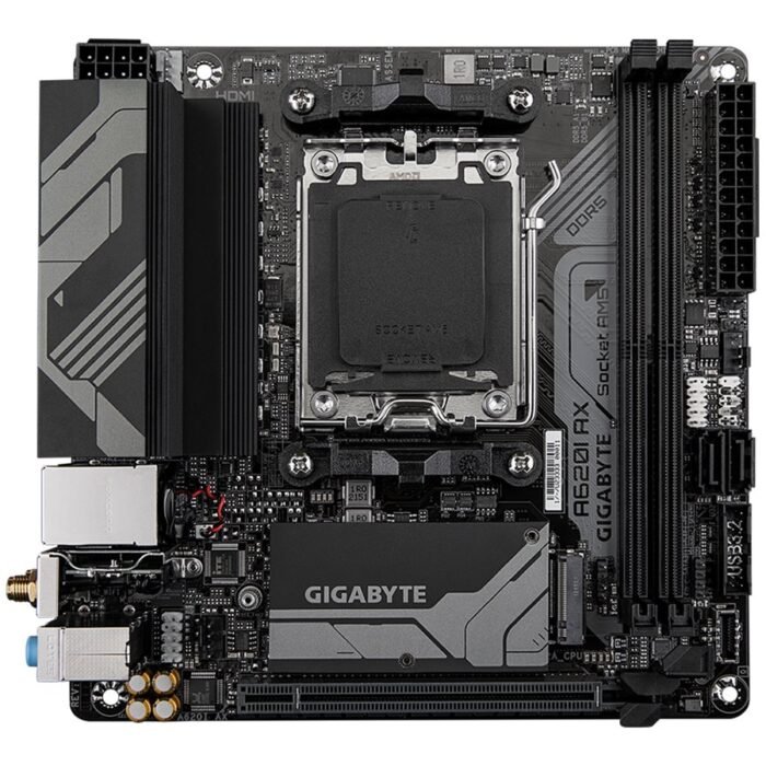 Gigabyte | A620I AX 1.0 | Processor family AMD | Processor socket AM5 | DDR5 DIMM | Supported hard disk drive interfaces SATA, M.2 | Number of SATA connectors 2