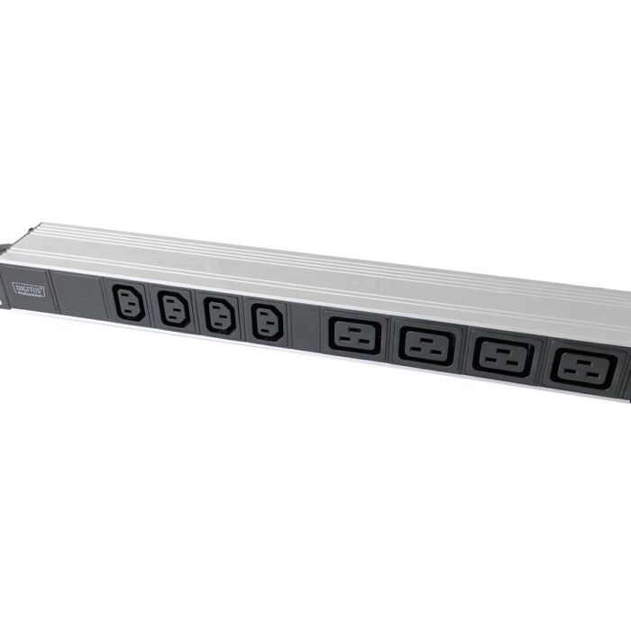 1U Aluminum PDU, rackmountable, 4x C13, 4x C19 2x 16A Plug, 250VAC 50/60Hz open end | DN-95423 | Sockets quantity 10