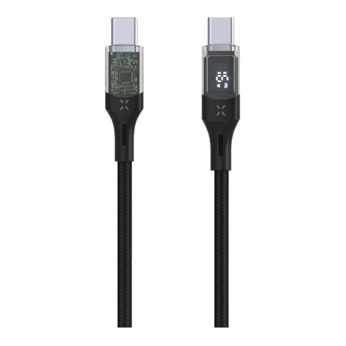 Fixed | Cable USB-C/USB-C with display, PD support, 2m, USB 2.0, 100W | FIXDD-CC2-BK