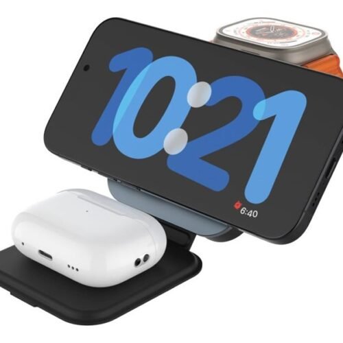 Fixed | MagFlex Alu Foldable magnetic wireless charging stand 3in1 | FIXMFLE-AL-GR