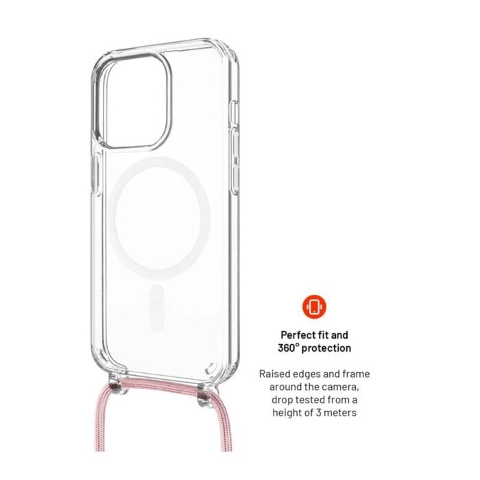 Fixed | MagPure Neck | Back Cover with Lanyard | Apple | iPhone 16 Pro Max | TPU | Clear, Pink