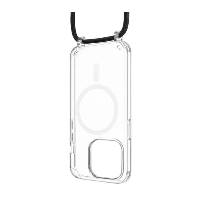 Fixed | MagPure Neck | Back Cover with Lanyard | Apple | iPhone 16 | TPU | Clear, Black