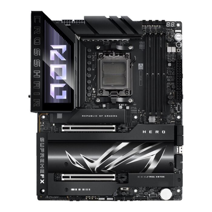 Asus ROG CROSSHAIR X870E HERO | Processor family AMD | Processor socket AM5 | DDR5 | Supported hard disk drive interfaces SATA, M.2 | Number of SATA connectors 4