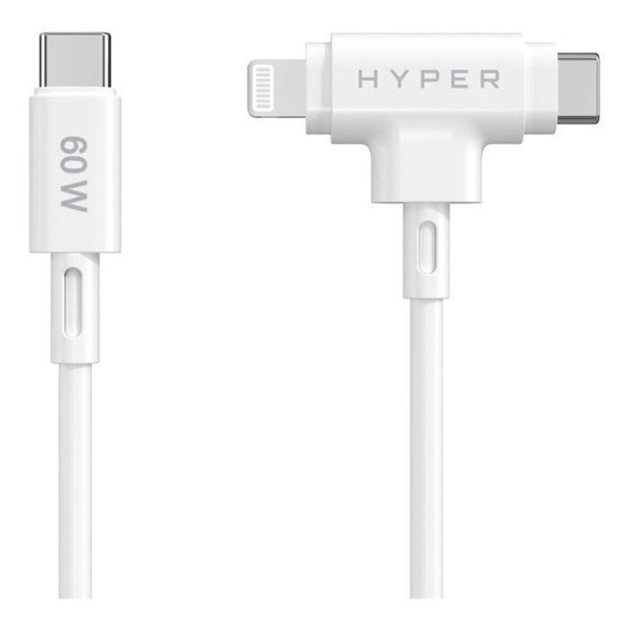 Hyper HyperJuice Silicone USB-C to USB-C and Lightning Hybrid 60W Cable