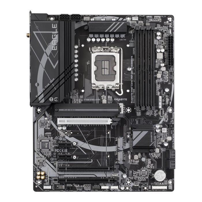 Gigabyte Z790 EAGLE AX | Processor family Intel | Processor socket LGA1700 | DDR5 DIMM | Supported hard disk drive interfaces SATA, M.2 | Number of SATA connectors 4