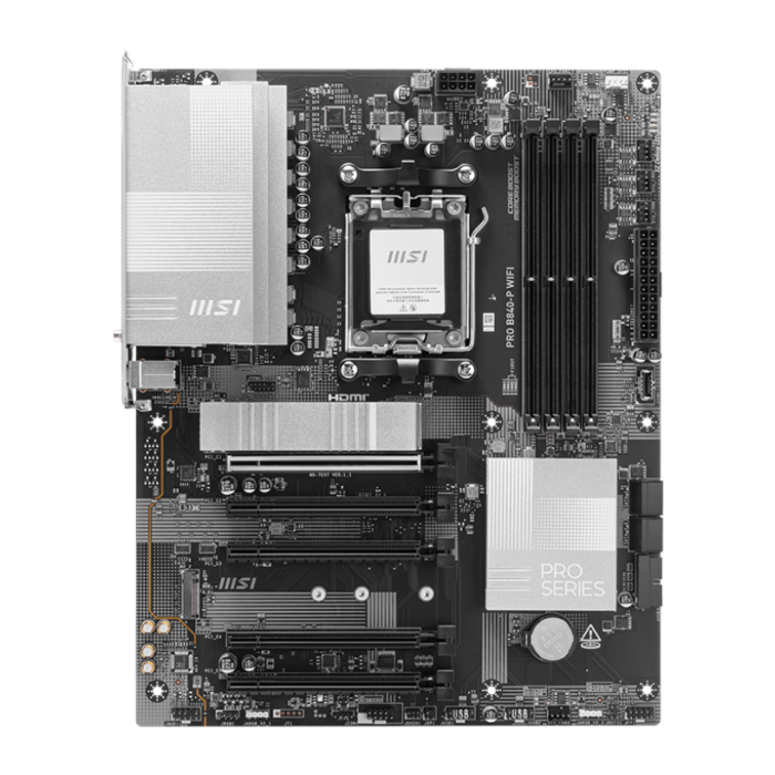 MSI PRO B840-P WIFI | Processor family AMD | Processor socket AM5 | DDR5 | Supported hard disk drive interfaces SATA, M.2 | Number of SATA connectors 4