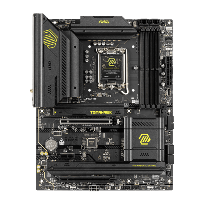MSI MAG B860 TOMAHAWK WIFI | Processor family Intel | Processor socket LGA1851 | DDR5 | Supported hard disk drive interfaces SATA, M.2 | Number of SATA connectors 4