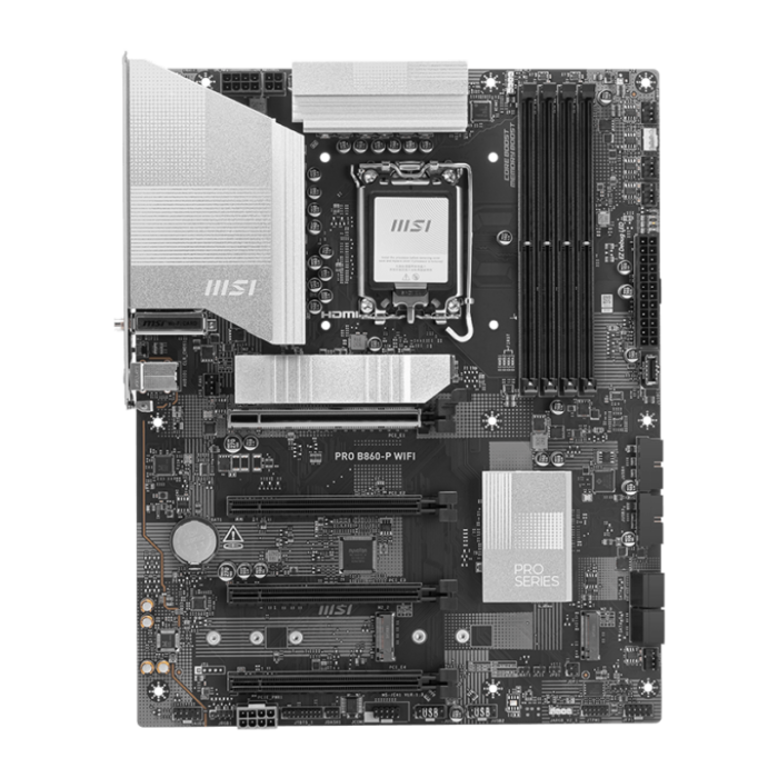 MSI PRO B860-P WIFI | Processor family Intel | Processor socket LGA1851 | DDR5 | Supported hard disk drive interfaces SATA, M.2 | Number of SATA connectors 4