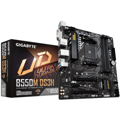 Gigabyte | B550M DS3H 1.0 | Processor family AMD | Processor socket AM4 | DDR4 DIMM | Memory slots 4 | Number of SATA connectors 4 x SATA 6Gb/s connectors | Chipset AMD B | Micro ATX