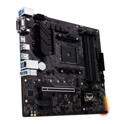 Asus | TUF GAMING A520M-PLUS | Processor family  AMD | Processor socket AM4 | DDR4 | Memory slots 4 | Supported hard disk drive interfaces SATA, M.2 | Number of SATA connectors 4 | Chipset  AMD A520 | Micro ATX