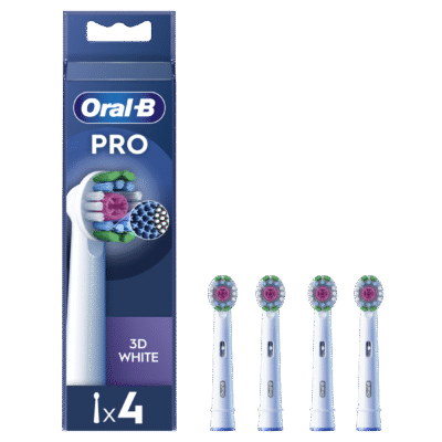 Oral-B | Replaceable toothbrush heads | EB18-4 3D White Pro | Heads | For adults | Number of brush heads included 4 | White