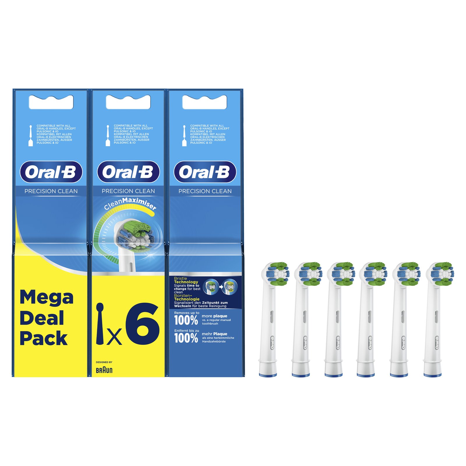 Oral-B | Precision Clean Replaceable Toothbrush Heads | Heads | For adults | Number of brush heads included 6 | White