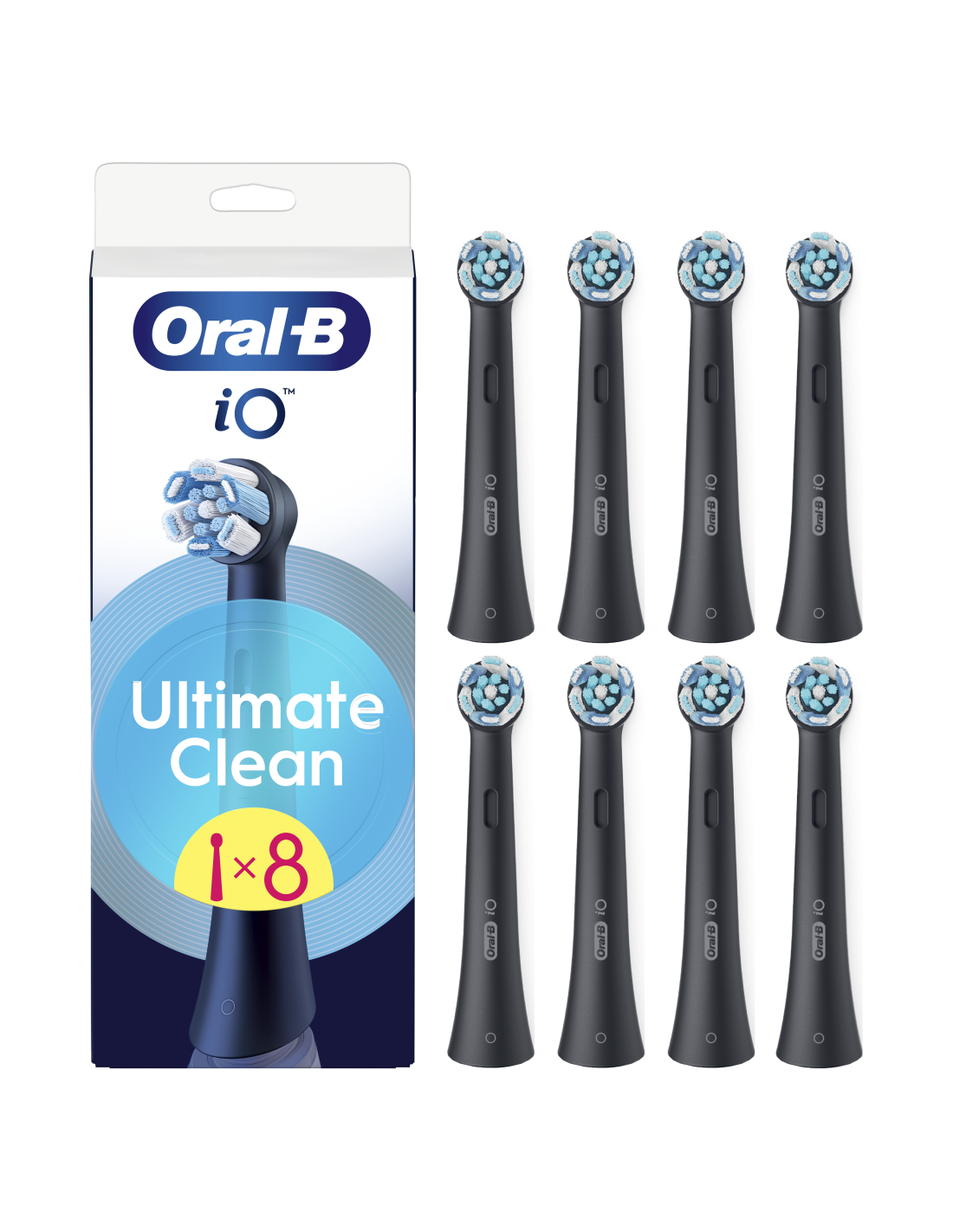 Oral-B | Replaceable toothbrush heads | iO UltimateClean | Heads | For adults | Number of brush heads included 8 | Black