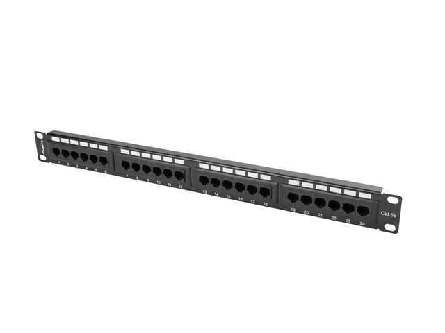 Lanberg | Patch Panel 24 port 1U 19" CAT.5E UTP | PPU5-1024-B | Black
