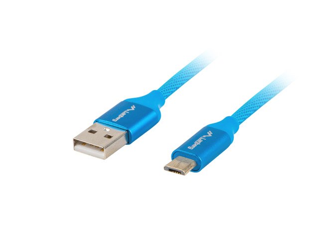 Lanberg USB Micro to USB-A 2.0 Cable Blue Premium QC 3.0, 1.8 m | CA-USBM-20CU-0018-BL | USB Micro to USB Type-A