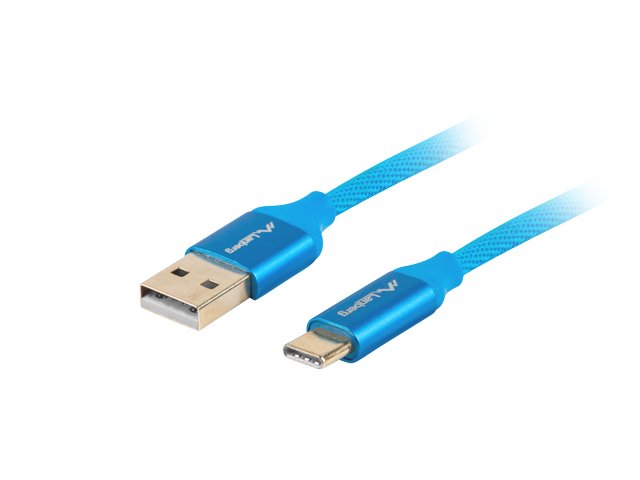 Lanberg USB Type-C to USB Type-A 2.0 Cable Blue QC 3.0 Premium, 1.8 m | CA-USBO-22CU-0018-BL | USB Type-C to USB Type-A