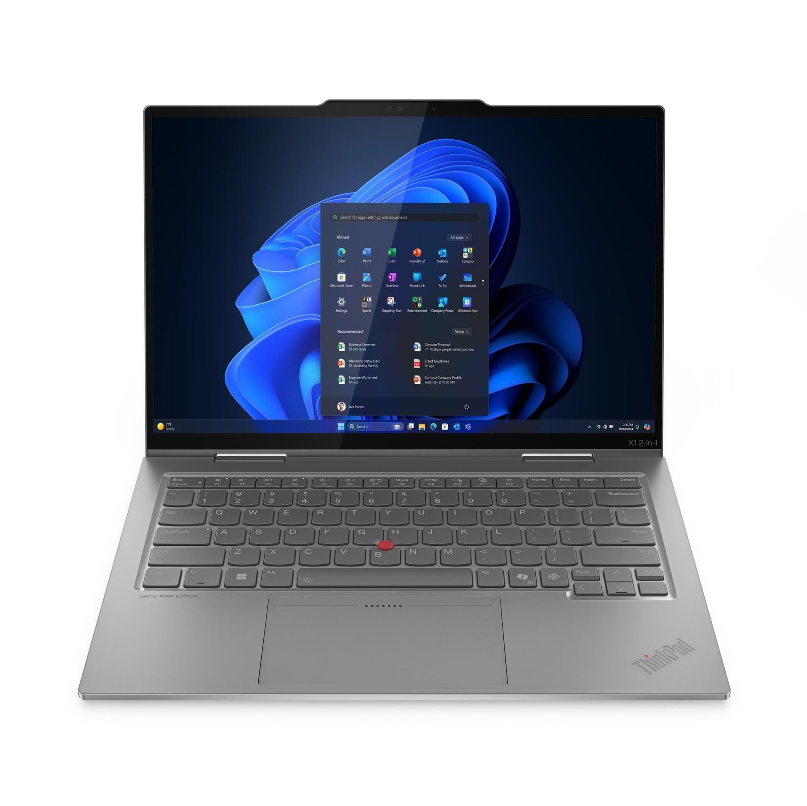 Lenovo ThinkPad X1 2-in-1 G10 Aura Edition | Grey | 14 " | IPS | Touchscreen | WUXGA | 1920 x 1200 pixels | Anti-glare | Intel Core Ultra 7 | 255U | 32 GB | Soldered LPDDR5x | Solid-state drive capacity 1000 GB | Intel Graphics | Windows 11 Pro | 802.11ax | Bluetooth version 5.3 | LTE Upgradable | Keyboard language English | Keyboard backlit | Warranty 36 month(s) | Battery warranty 12 month(s)