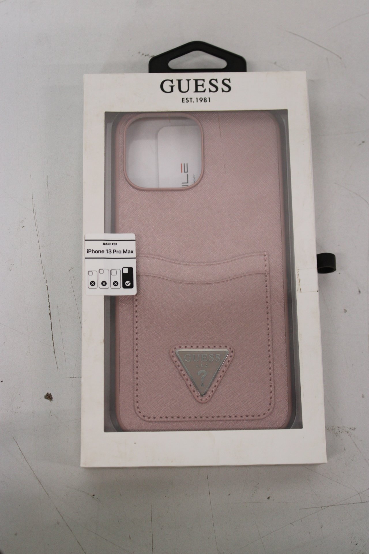 SALE OUT. Guess GUHCP13XPSATPP iPhone 13 Pro Max 6,7" różowy/pink hardcase SaffianoTriangle Logo Cardslot DIRTY PACKAGING | GUESS DIRTY PACKAGING