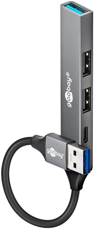 Goobay Slim 4-Port USB Hub, USB-A to USB-C/USB-A, 5 Gbit/s | 74458