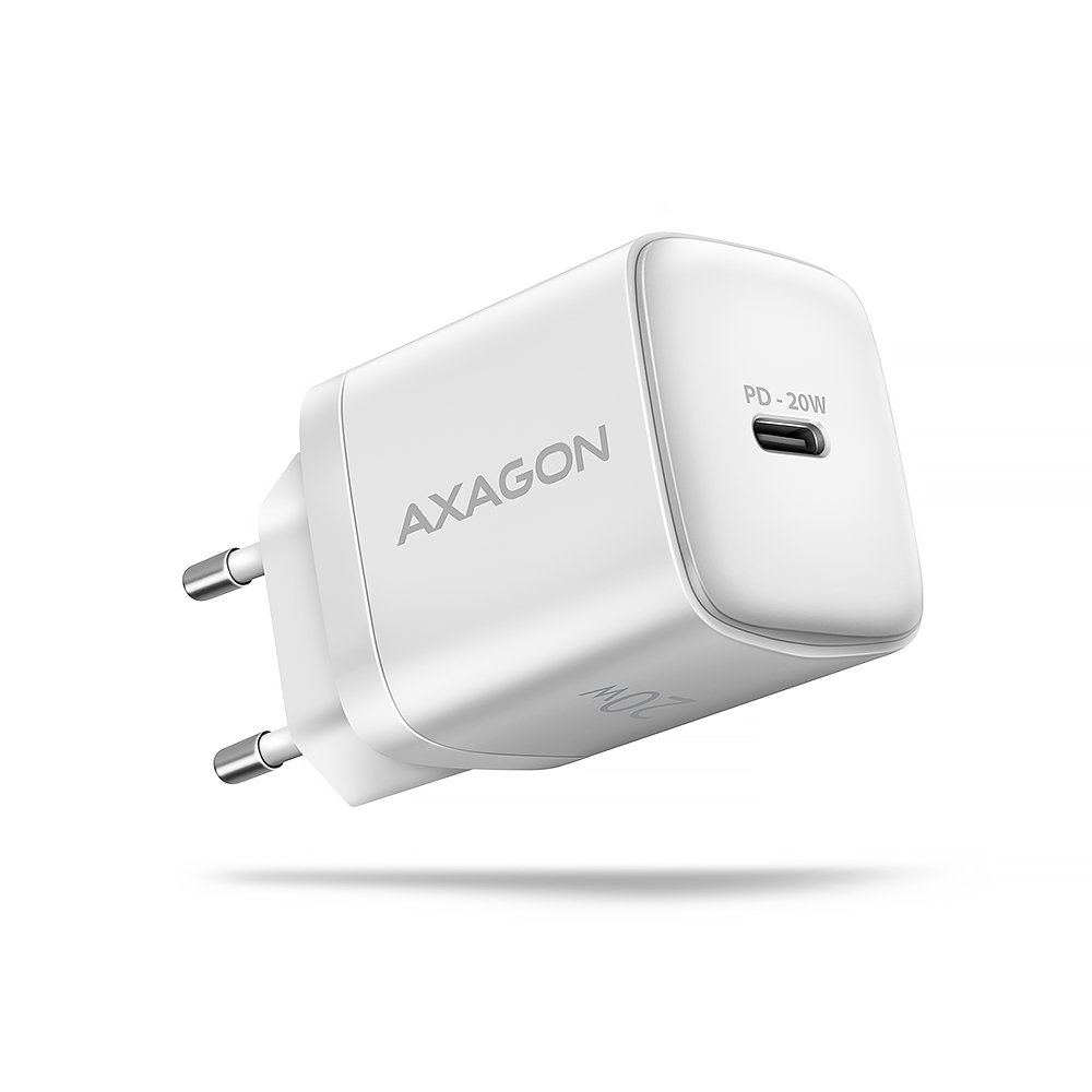 AXAGON Wallcharger 1x port USB-C, PD3.0 / PPS /QC4+/AFC/FCP/Apple, 20W | ACU-PD20W