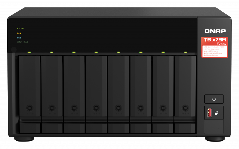 QNAP | 8-Bay QTS and QuTS hero NAS | TS-873A-8G | Up to 8 HDD/SSD Hot-Swap | AMD Ryzen | Ryzen V1500B Quad-Core | Processor frequency 2.2 GHz | 8 GB | DDR4