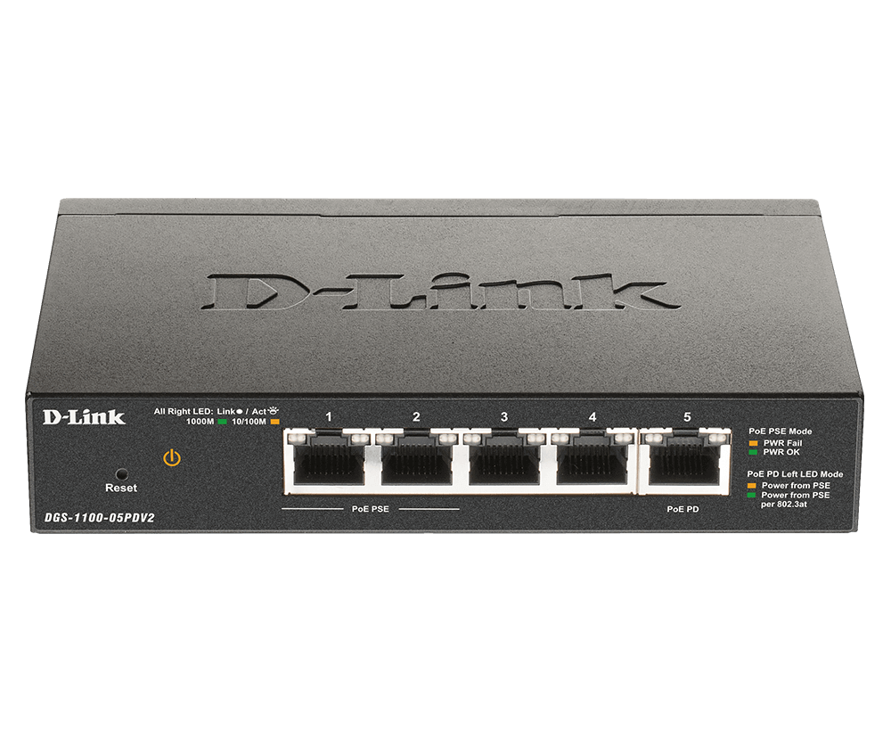 D-Link | 5-Port Gigabit PoE Smart Managed Switch and PoE Extender | DGS-1100-05PDV2 | Web managed | Desktop | Power supply type External