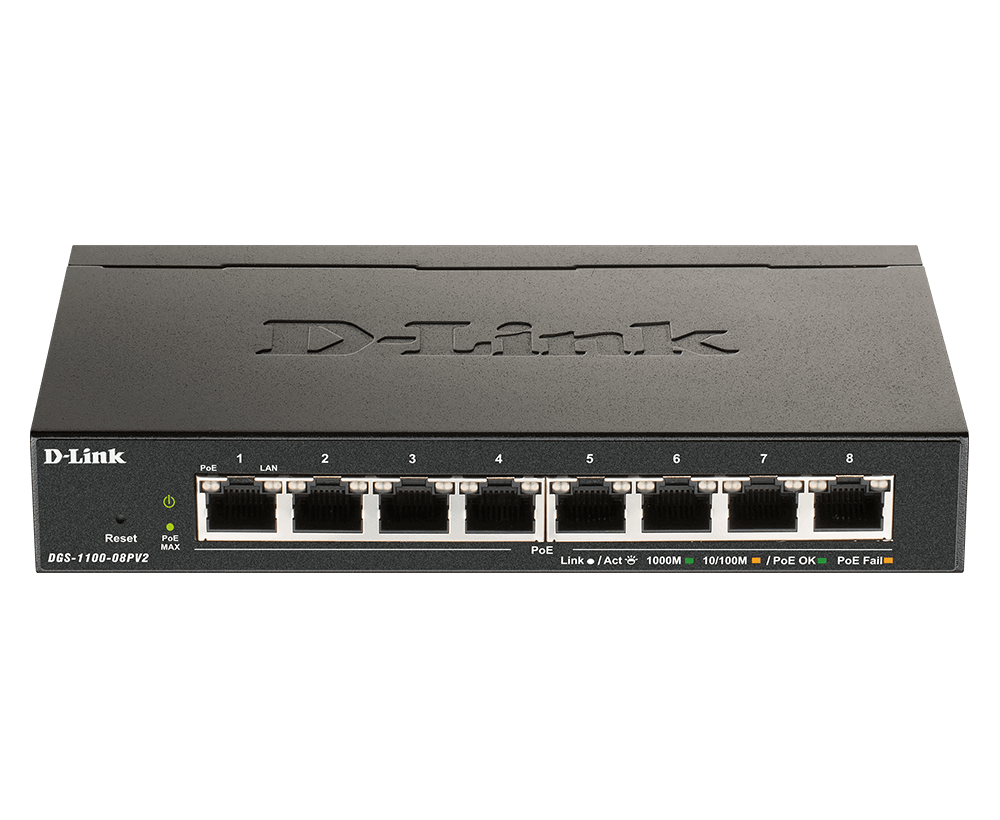 D-Link | 8-Port Gigabit PoE Smart Managed Switch | DGS-1100-08PV2 | Web managed | Desktop | Power supply type External