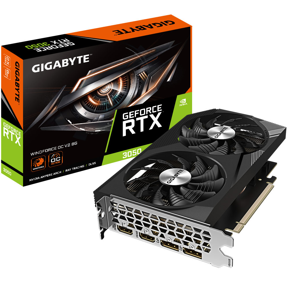 Gigabyte | GV-N3050WF2OCV2-8GD | NVIDIA | 8 GB | GeForce RTX 3050 | GDDR6 | HDMI ports quantity 2 | PCI-E 4.0 | Memory clock speed 1792 MHz