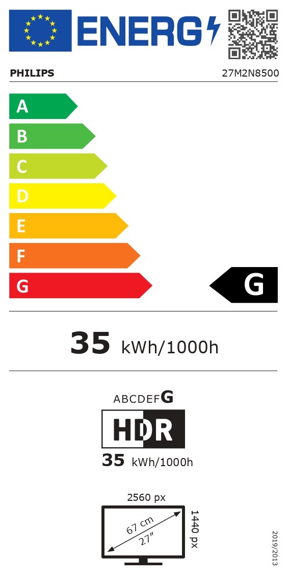 Philips | 27M2N8500/00 | 27 " | OLED | 16:9 | 360 Hz | 0.03 ms | 2560 x 1440 pixels | 250 cd/m² | HDMI ports quantity 2 | White