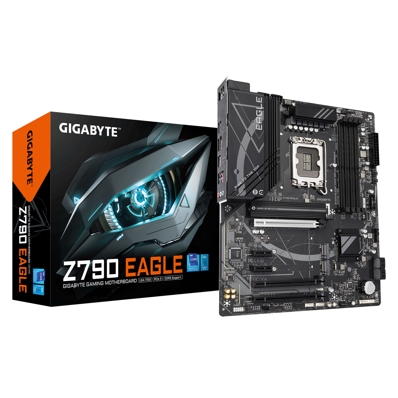 Gigabyte Z790 EAGLE | Processor family Intel | Processor socket LGA1700 | DDR5 DIMM | Supported hard disk drive interfaces M.2, SATA | Number of SATA connectors 4